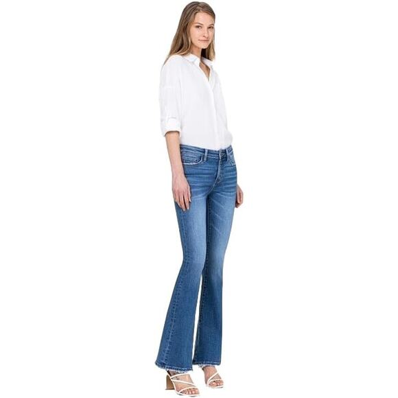 Women's Blue Flare Jeans - Picture 5 of 6